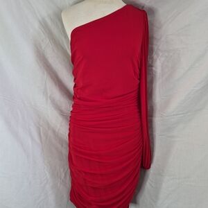 Chic One-Shoulder Red Dress